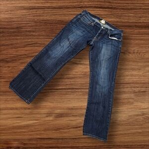 Lucky Brand 221 Original Straight Dark Wash Button Fly Unisex Denim Blue Jeans